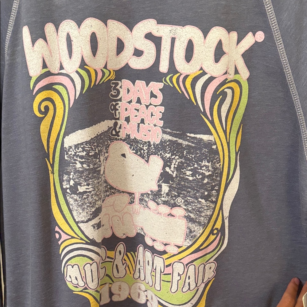 Recycled Karma Blue Woodstock Graphic Sweatshirt - Picture 4 of 6